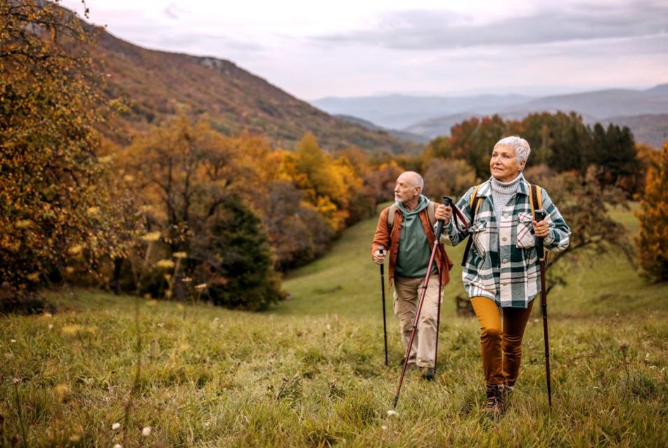 Senior hikers enjoying a walk together